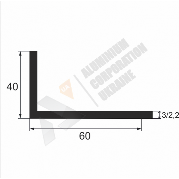 Уголок алюминиевый <br> 60х40х3/2,2 - АН фото