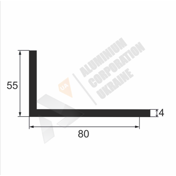 Уголок алюминиевый <br> 80х55х4 - АН фото