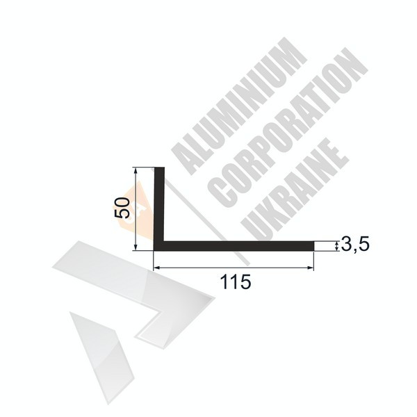Уголок алюминиевый <br> 115х50х3,5 - АН фото