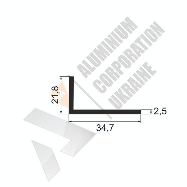 Уголок алюминиевый <br> 34,7х21,8х2,5 - АН фото