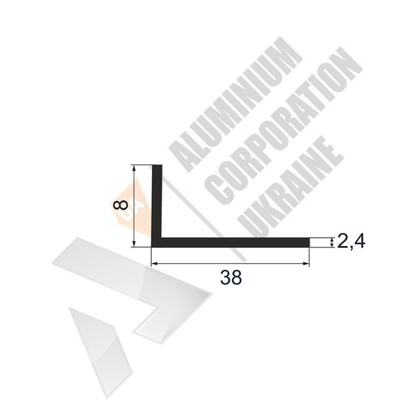 Уголок алюминиевый <br> 38х8х2,4 - АН фото