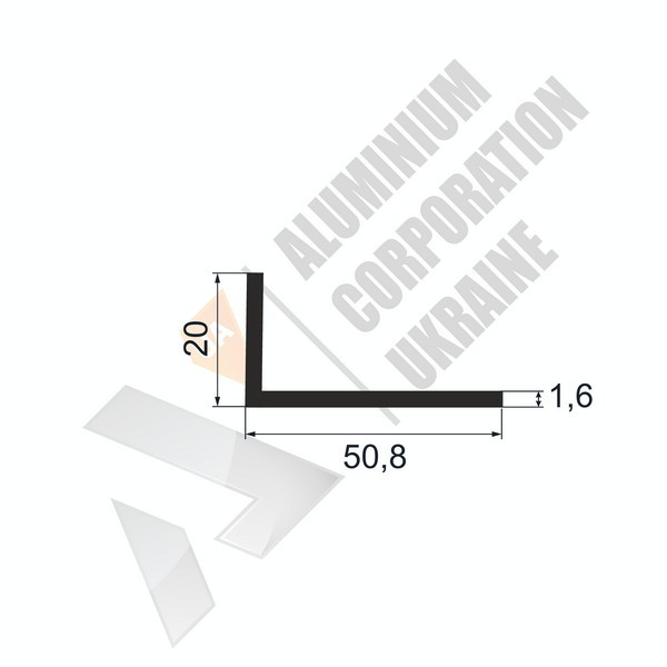 Уголок алюминиевый <br> 50,8х20х1,6 - АН фото