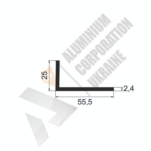 Уголок алюминиевый <br> 55,5х25х2,4 - АН фото