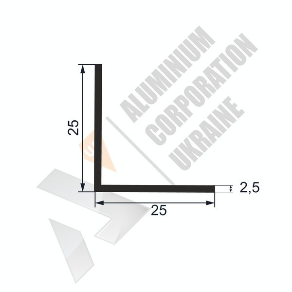 Уголок алюминиевый <br> 25х25х2,5 - АН фото