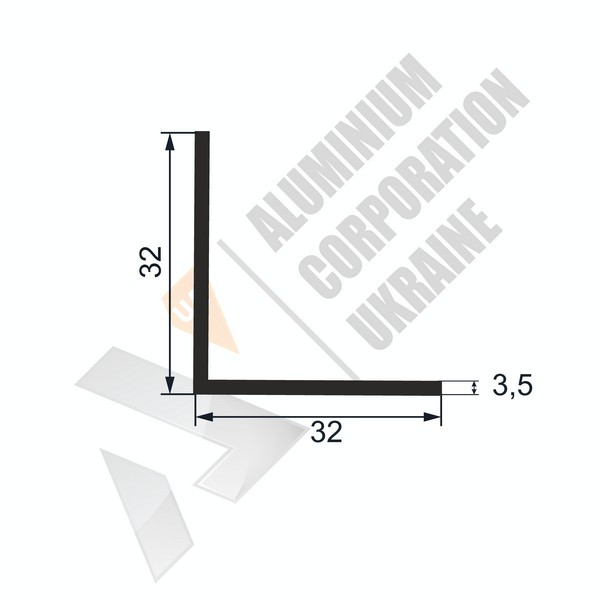 Уголок алюминиевый <br> 32х32х3,5 - АН фото