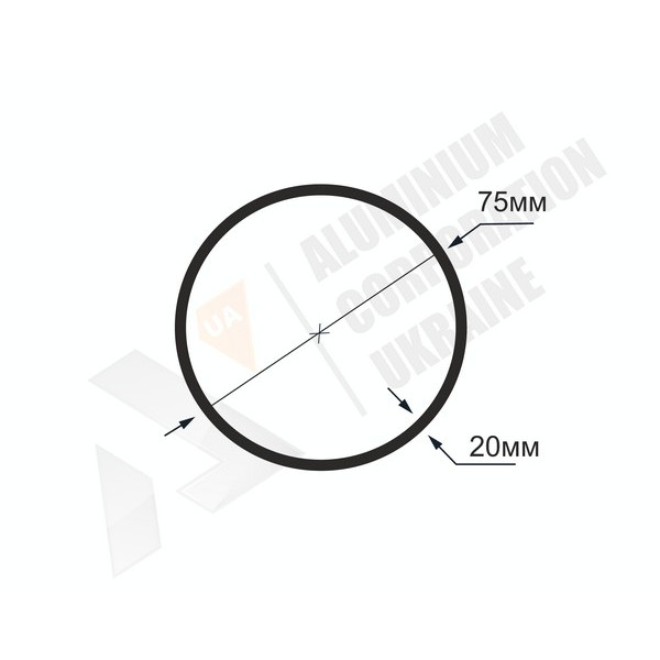 Алюминиевая труба круглая <br> 75х20 - АН фото
