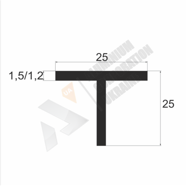 Тавр алюминиевый <br> 25х25х1,5/1,2 - АН фото