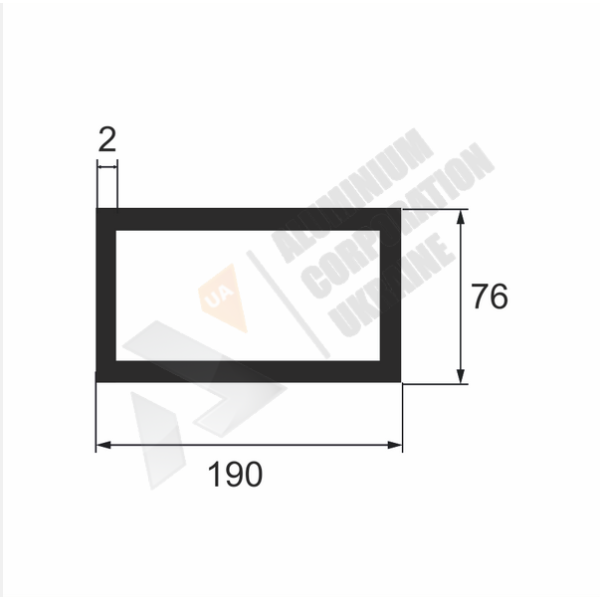 Алюминиевая труба прямоугольная <br> 190х76х2 - БП фото